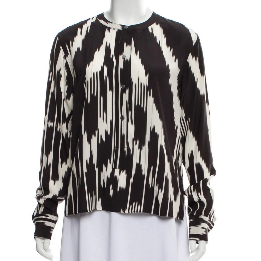 Silk Black and White Theory Blouse